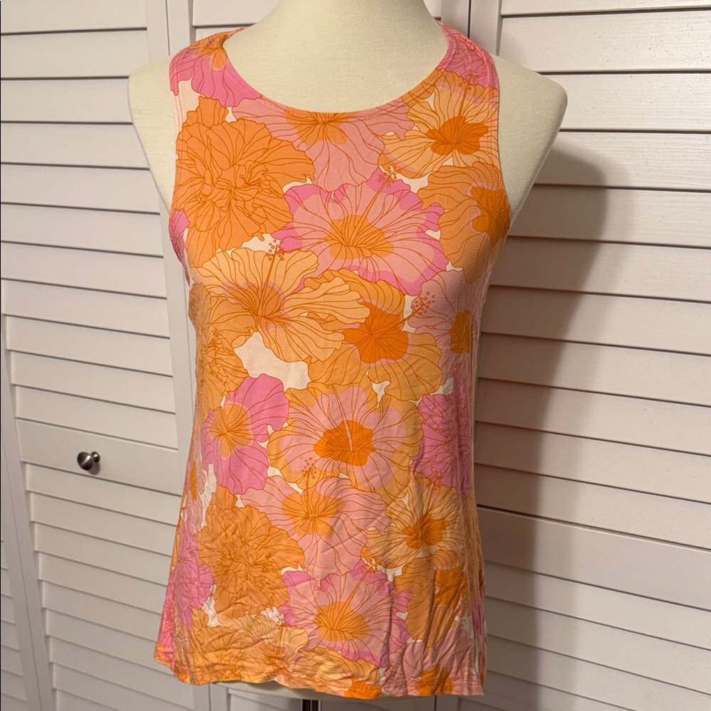Fighting Eel Pink and Orange Floral Tank Top